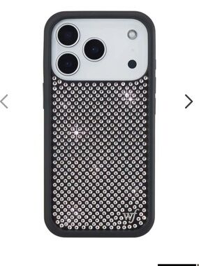 Wildflowers Black Rhinestone Sparkle Phone 17 pr max Case
